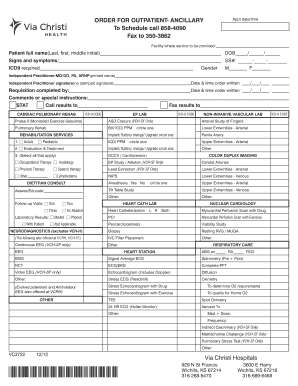 Outpatient Ancillary Service Order Form