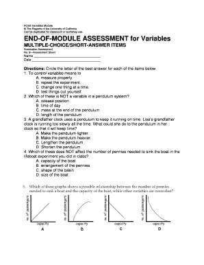 Variables Module Assessment Form