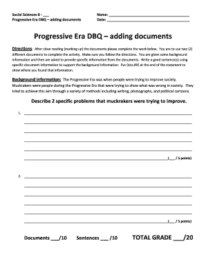 Progressive Era DBQ Worksheet