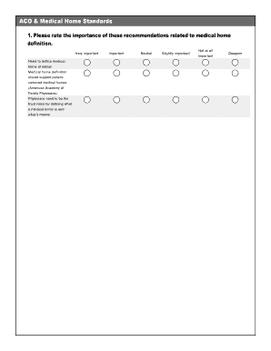 ACO & Medical Home Standards Survey