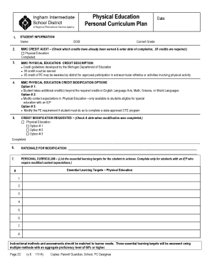 Michigan Physical Education Credit Modification Form
