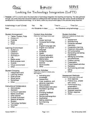 LoFTI Technology Integration Observation Form