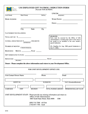 Employee Gift Payroll Deduction Form