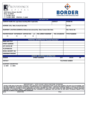 Equipment Lease Application Form