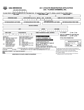 USA Swimming Athlete Registration Application