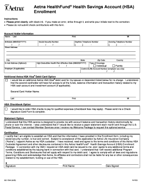 Aetna HealthFund HSA Enrollment Form
