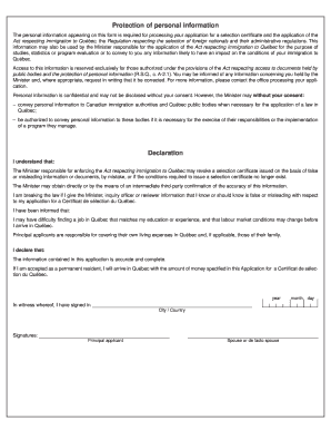 Quebec Immigration Selection Certificate Application