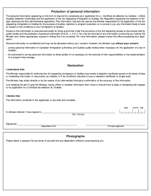 Demande de Certificat de sélection du Québec