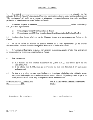 Mandat / Étudiant