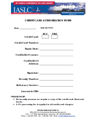 CREDIT CARD AUTHORIZATION FORM - WCLC 2015 16th World