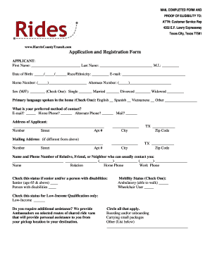 Harris County Transit Application Form
