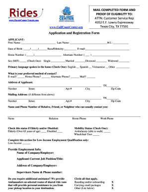 Harris County Transit Application and Registration Form