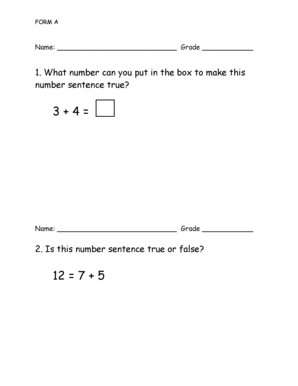 Math Worksheet for Elementary Students