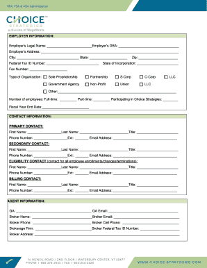 HRA/FSA/DCA Master Application