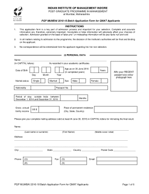 Indian Institute of Management Indore PGP Mumbai Application Form