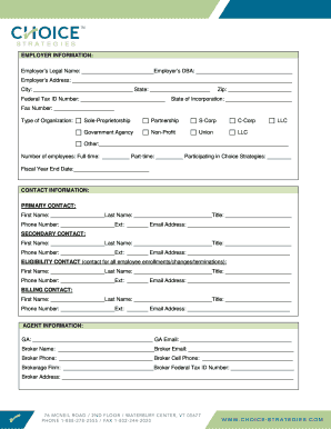 HRA/FSA/DCA Master Application Form