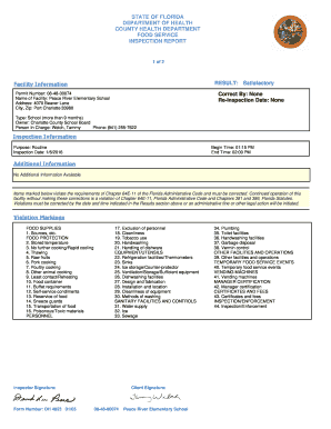 Florida Food Service Inspection Report