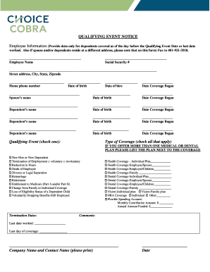 Qualifying Event Notice