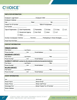 HRA/FSA/DCA Master Application Form