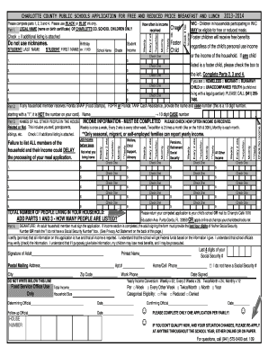 Charlotte County Public Schools Free and Reduced Price Meal Application