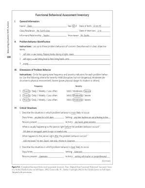 Functional Behavioral Assessment Inventory