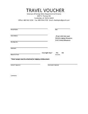Veterans of Foreign Wars Travel Voucher