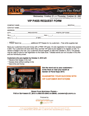 VIP Pass Request Form