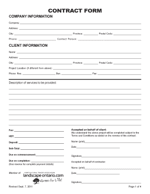 Canadian Landscape Contract Agreement