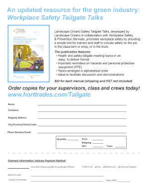 Landscape Ontario Safety Tailgate Talks Order Form