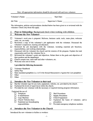 Volunteer Onboarding Checklist