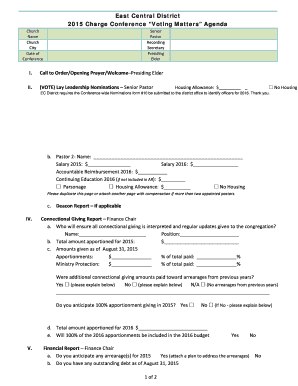 2015 Charge Conference Voting Matters Agenda