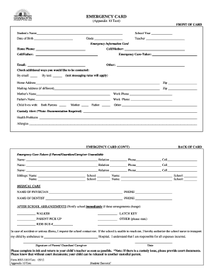 Emergency Card for Student