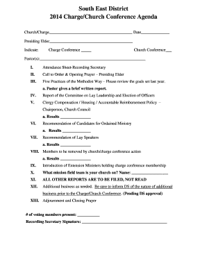 2014 Charge/Church Conference Agenda