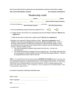 2013 Charge Conference Membership Audit Form