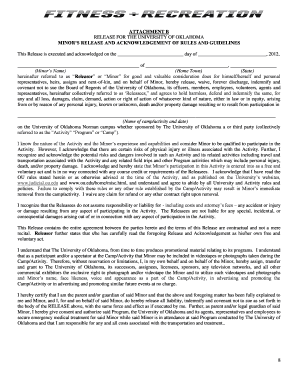 University of Oklahoma Minor's Release Form