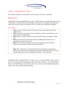 5 Whys Root Cause Analysis Form