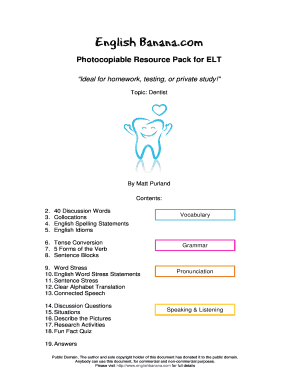 Dentist Vocabulary Worksheet