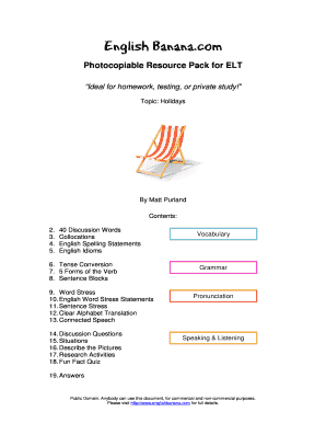 Holiday Vocabulary Worksheet