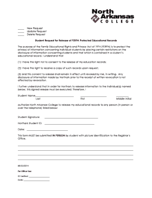 Student Request for Release of FERPA Protected Educational Records