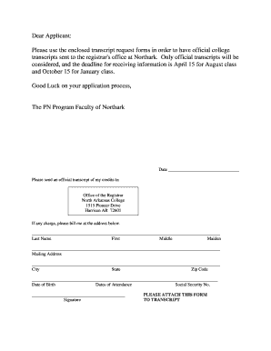 College Transcript Request Form
