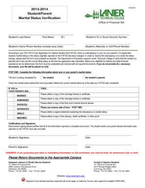 Marital Status Verification Form