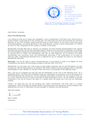 Pony Club Membership Renewal Form