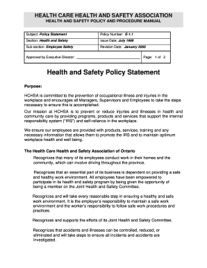 Health and Safety Policy Statement - OSACH - osach