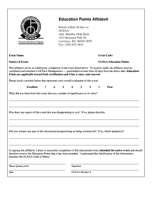 GCSAA Education Points Affidavit