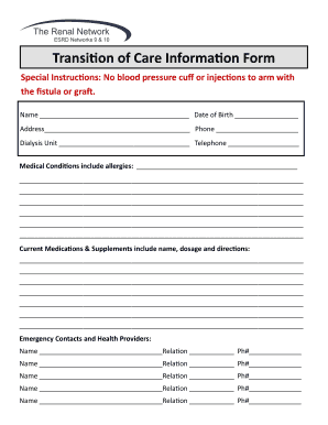 Transition of Care Information Form