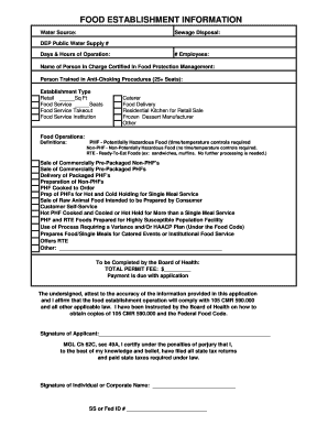 Food Establishment Permit Application