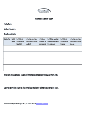 Vaccination Monthly Report Form