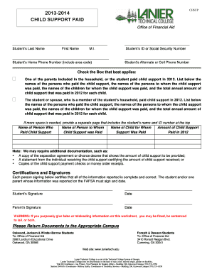 Child Support Paid Form