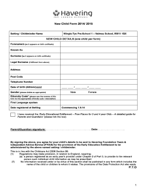 New Child Registration Form