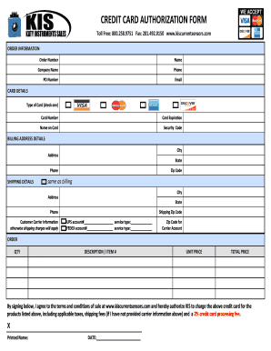 Credit Card Authorization Form
